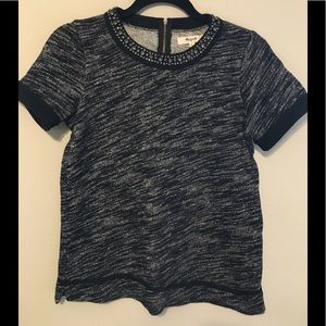 Black Madewell short sleeve sweater, gem neckline